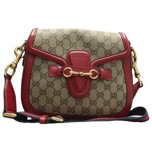 GUCCI Lady Web Brown Cloth Shoulder Bag 770-012225